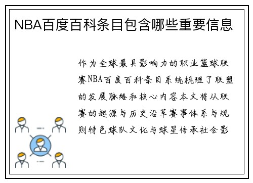 NBA百度百科条目包含哪些重要信息
